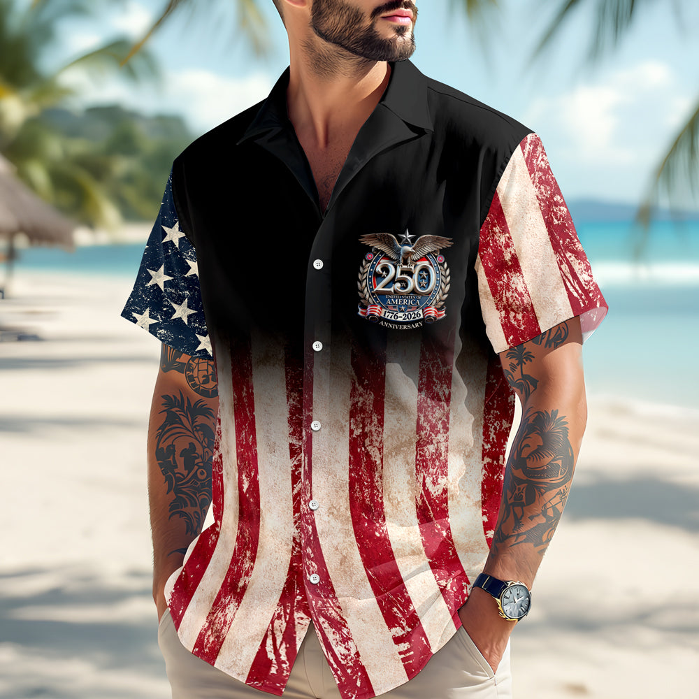 Personalized Patriotic 250th Anniversary God Bless America Eagle 1776–2026 Hawaii Shirt HA75 920848