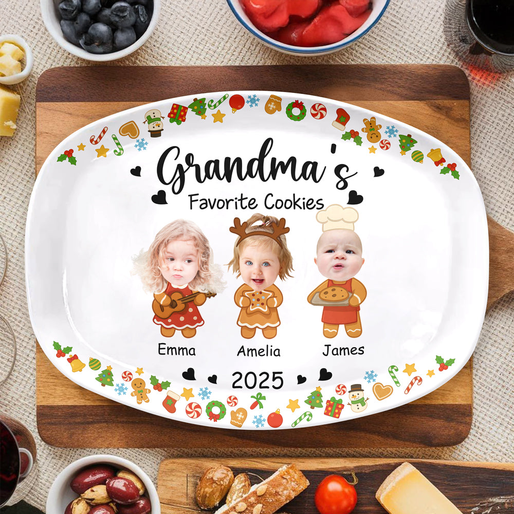 Custom Photo Grandma's Favorite Cookies Platter Christmas Gift For Mom And Grandma CH07 896184