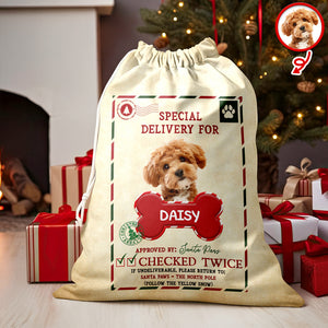 Custom Dog Photo Santa Sack Special Delivery Dog Christmas Gift Bag CH07 895760