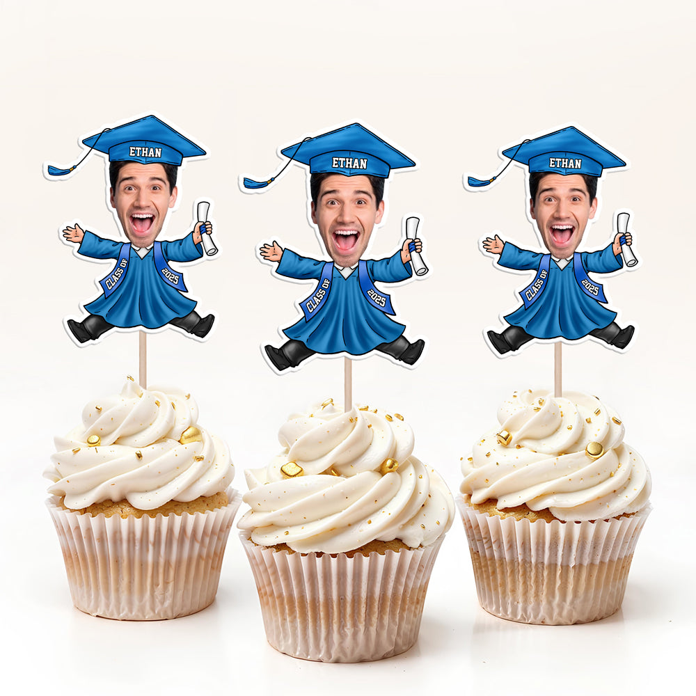 Custom Funny Face Class of 2025 Graduation Decoration Cupcake Toppers LM32 893143