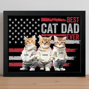 Custom Photo Best Dog Cat Dad Ever US Flag Picture Frame Father's Day Gift HA75 892076