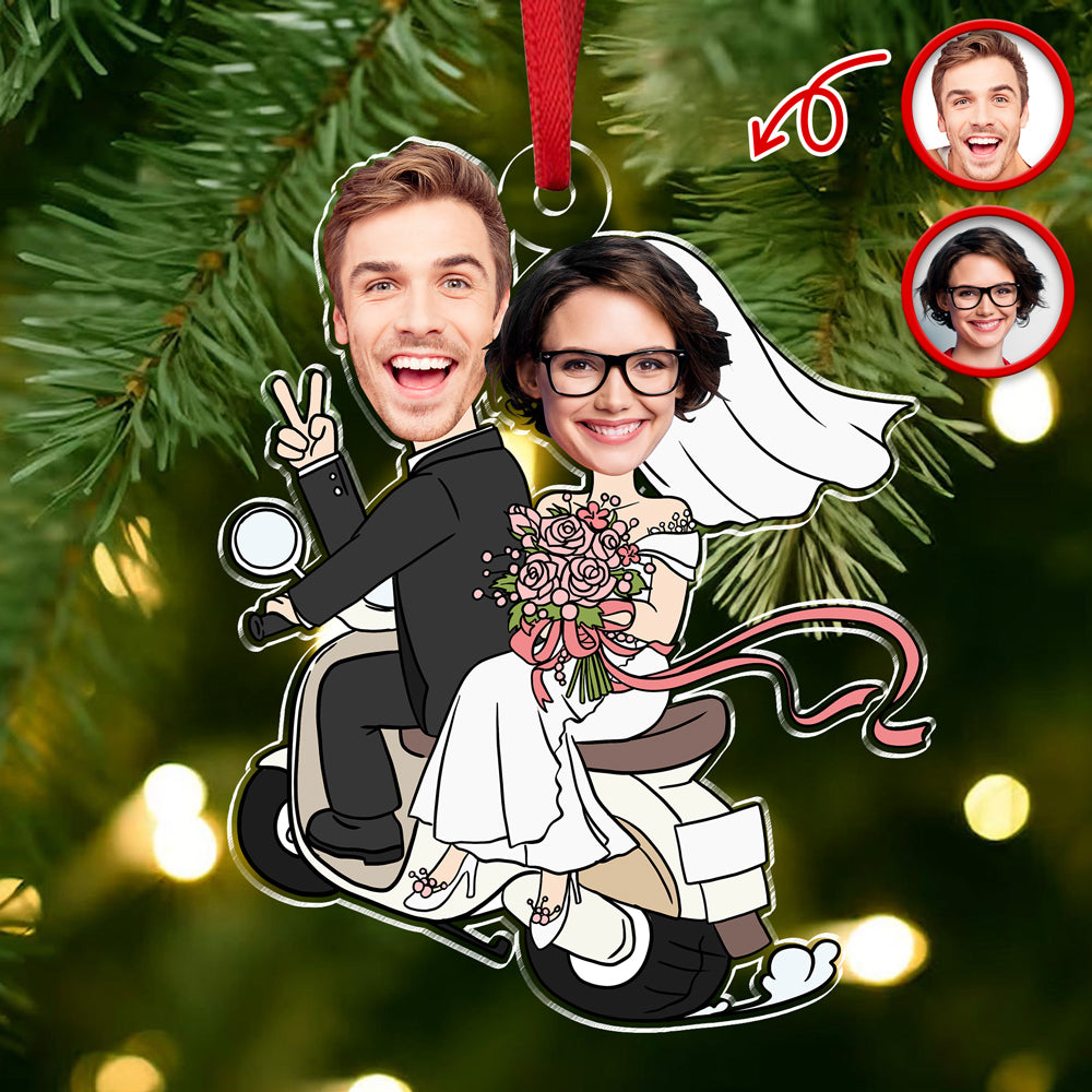 Custom Funny Wedding Face Acrylic Ornament Gift For Couple CH07 910074