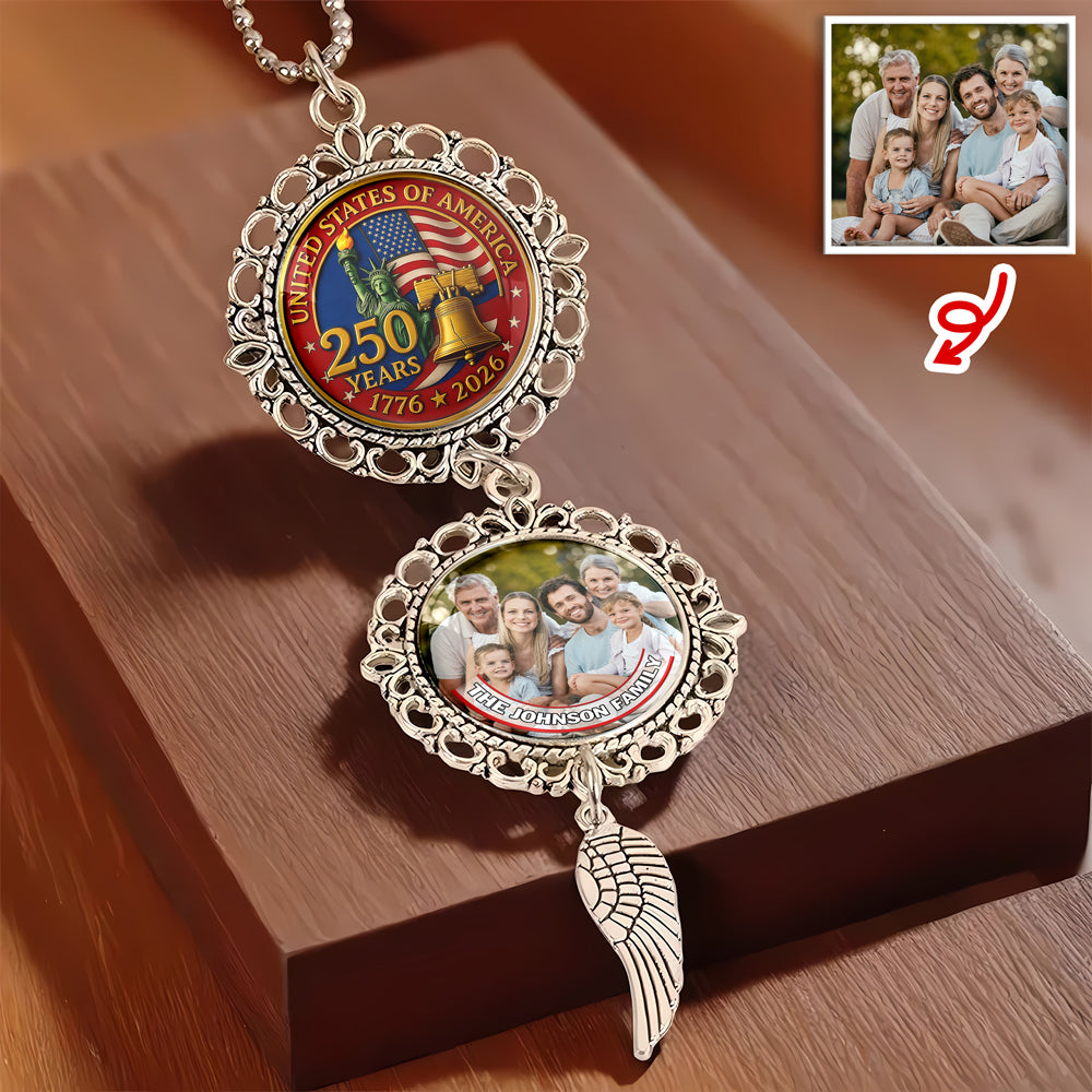 Custom Photo 1776-2026 Liberty Bell USA 250th Anniversary Car Hanging Ornament With Charm LM32 897811