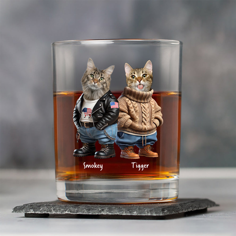 Custom Photo Cool Dog Cat in Dad’s Work Outfit Whiskey Glass Father's Day Gift HA75 892382