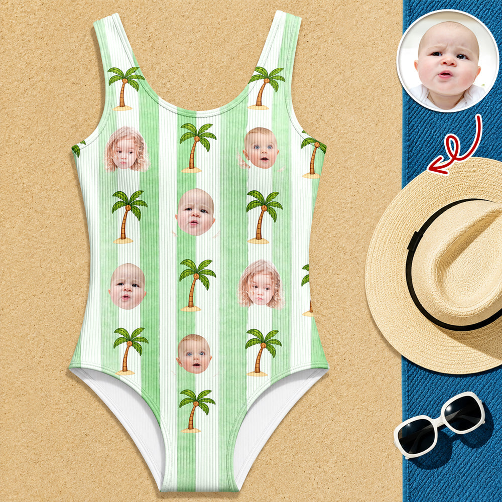 Custom Photo Striped Summer Pattern Swimsuit – Personalized Beachwear Gift HO82 902956