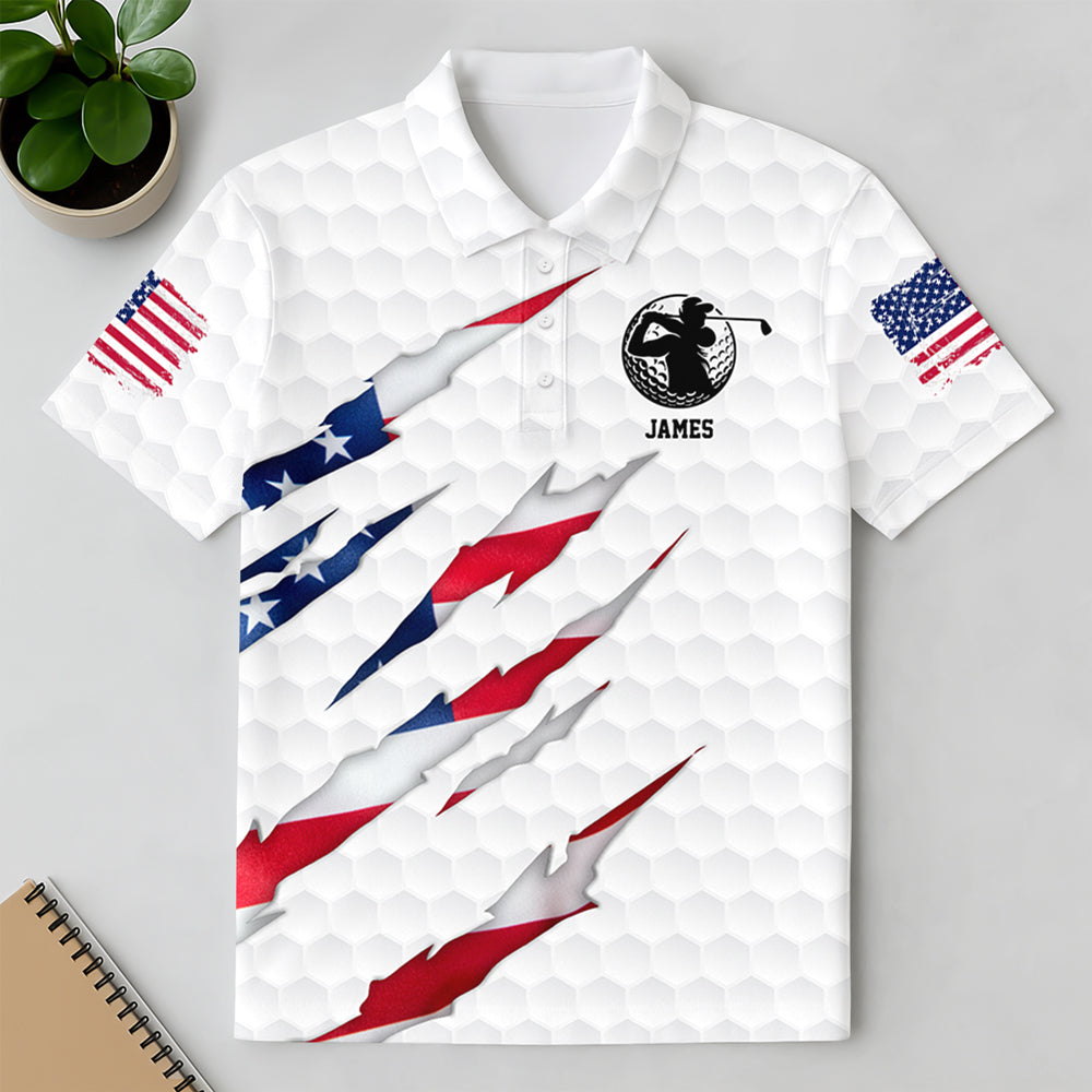 Personalized Golf Ball Pattern America Flag Polo Shirt Gift For Golfer, Golf Lovers HA75 898576