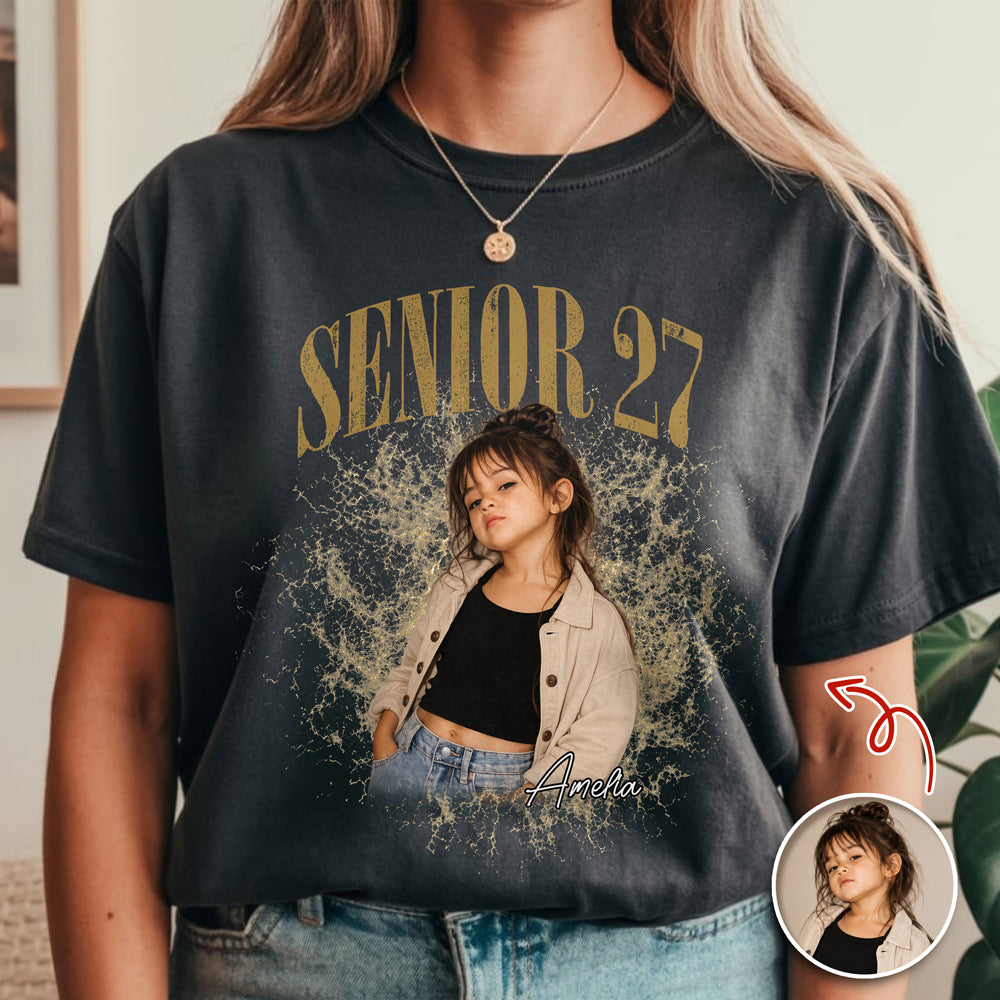 Custom Photo Senior Class Of 2027 Vintage Comfort Shirt, Personalized Graduation Gift LM32 669651