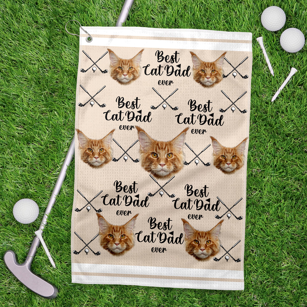 Custom Pet Photo Best Dog Dad Ever For Golf Loving Golf Towel LM32 893651