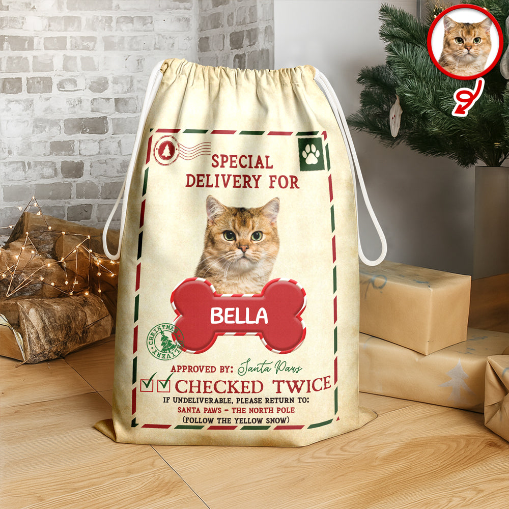 Custom Dog Photo Santa Sack Special Delivery Dog Christmas Gift Bag CH07 895760
