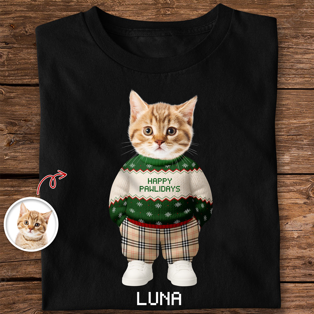 Custom Photo Dog Cat Xmas Clothes Christmas Dark Shirt Gift For Dog Cat Pet Lover HA75 898270