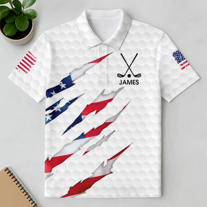 Personalized Golf Ball Pattern America Flag Polo Shirt Gift For Golfer, Golf Lovers HA75 898678