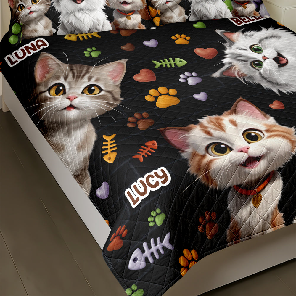 Custom 3D Cat Fish Bone Brick Pattern - 3D Inflated Effect Quilt Bedding Set LM32 897147