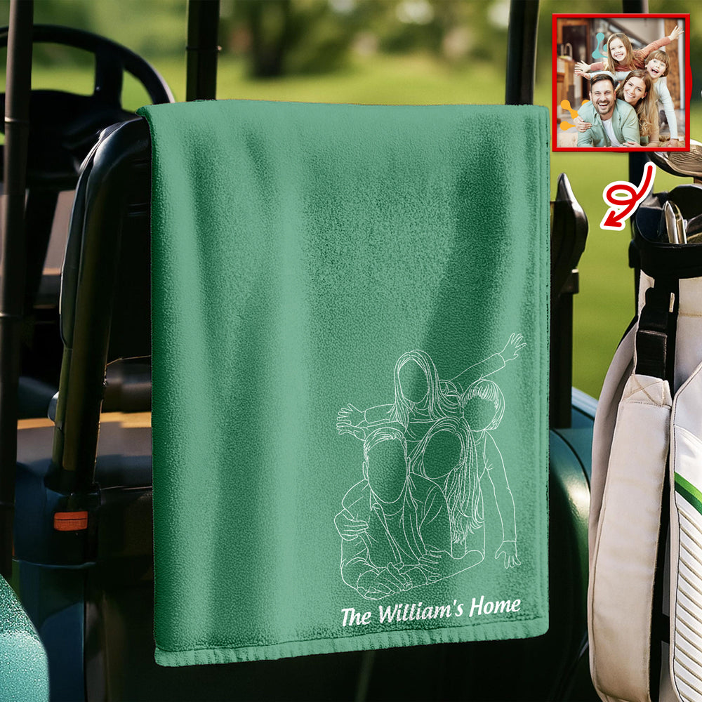 Custom Portrait Family Photo Line, Personalized Golf Towel, Custom Cotton Golf Towel LM32 897551
