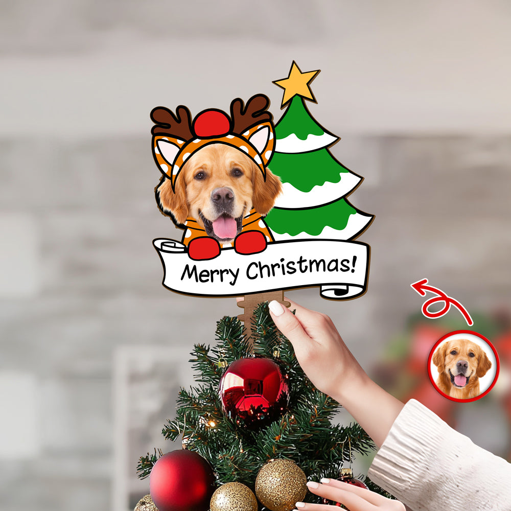 Custom Photo Dog's 1st Christmas Tree Topper Gift For Dog Lovers CH07 899206