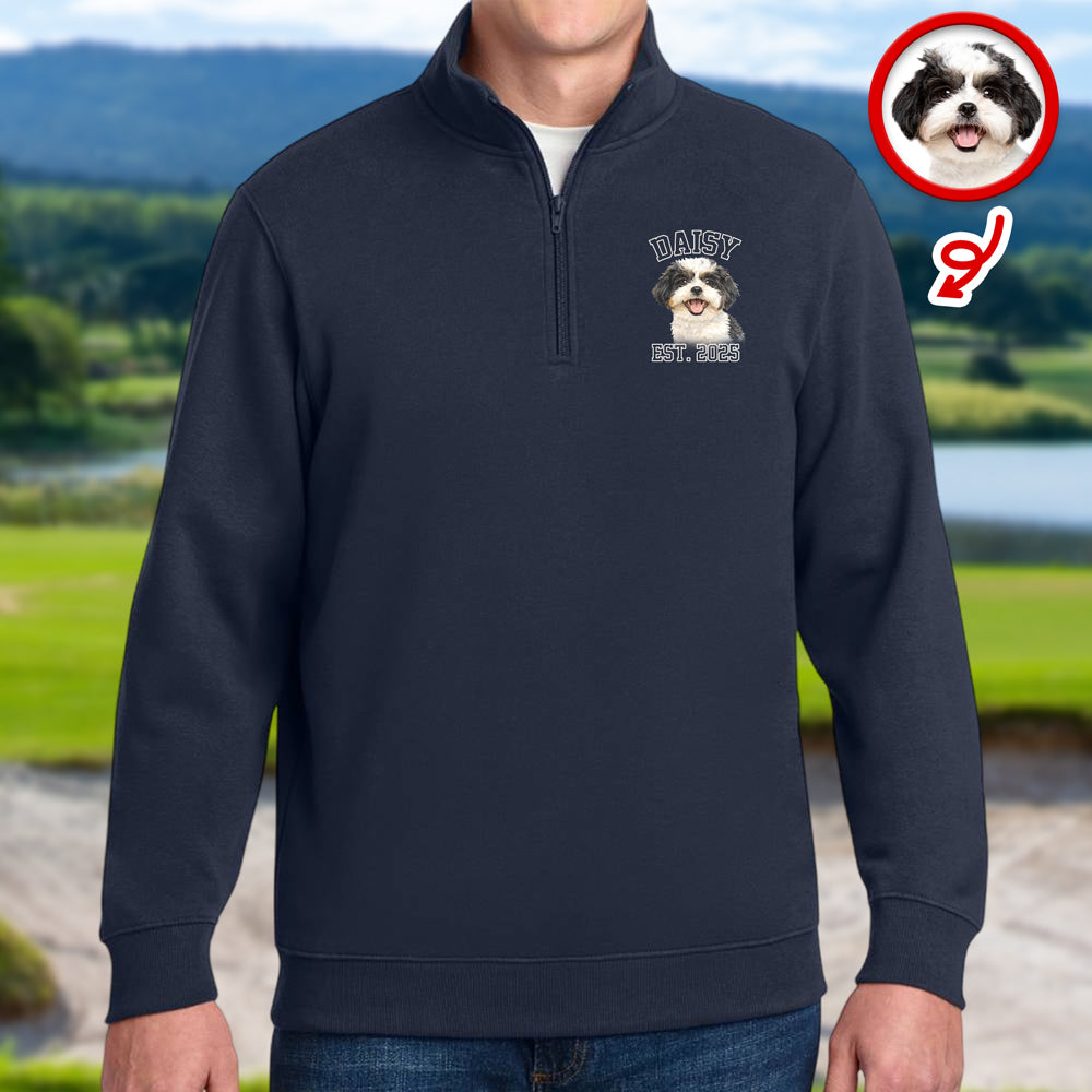 Custom Dog Cat Photo Printed Quarter Zip Sweater Gift For Dog Cat Lovers TH10 898247