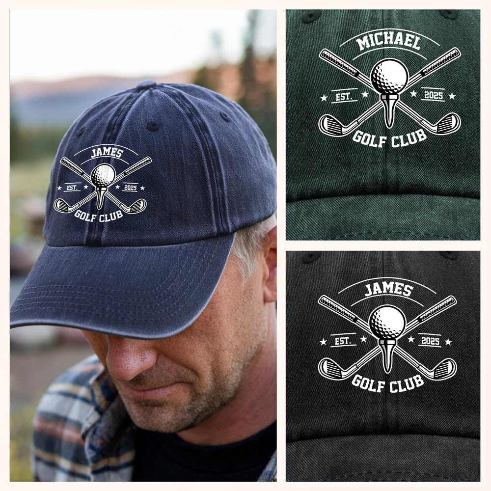 Personalized Custom Name Washed Denim Baseball Cap For Golf Lover TH10 898149