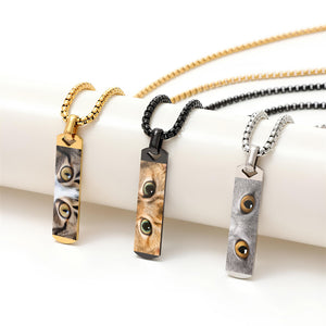 Custom Cat Eyes Photo Long Necklace For Cat Lover TH10 892859