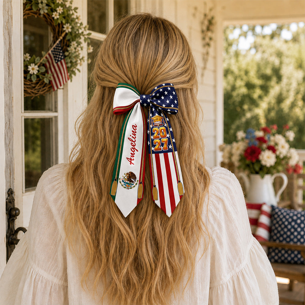 Country Flag Class of 2027 Ribbon Hair Bow, Graduation Gift, Senior Gift LM32 669931