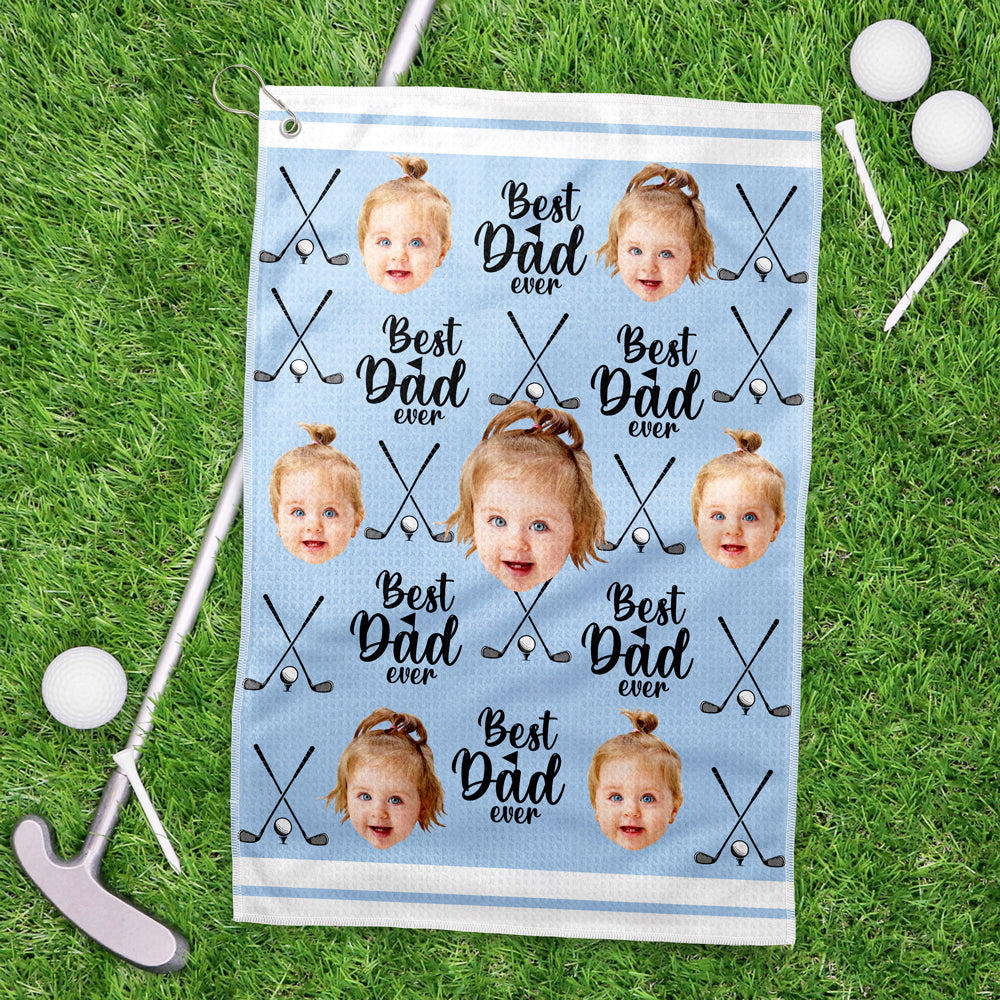 Custom Baby Photo Best Dad Ever For Golf Loving Golf Towel LM32 893577