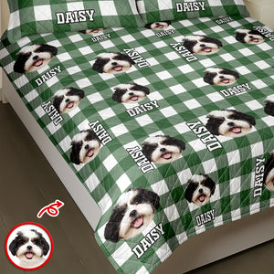 Custom Photo Name Dog Cat Christmas Pattern Quilt Bedding Set LM32 897235