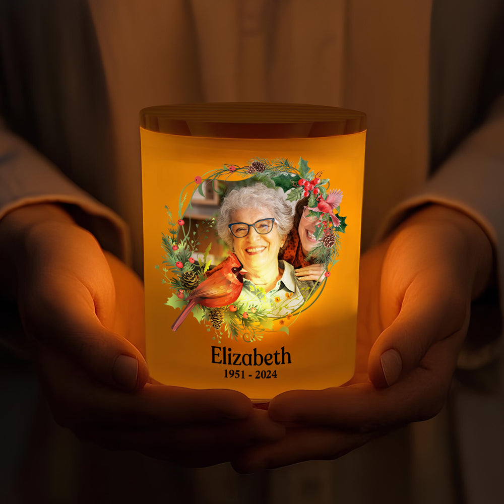 Custom Photo In Loving Memory Of Precious Moments Memorial Glass Jar With LED Candle LM32 893493