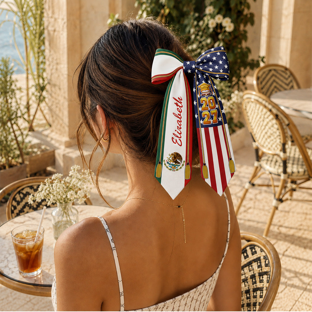 Country Flag Class of 2027 Ribbon Hair Bow, Graduation Gift, Senior Gift LM32 669931