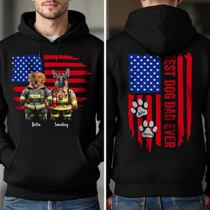 Custom Photo Best Dog Cat Dad Ever US Flag Back & Front Dark Shirt Uniform Ver HA75 892398
