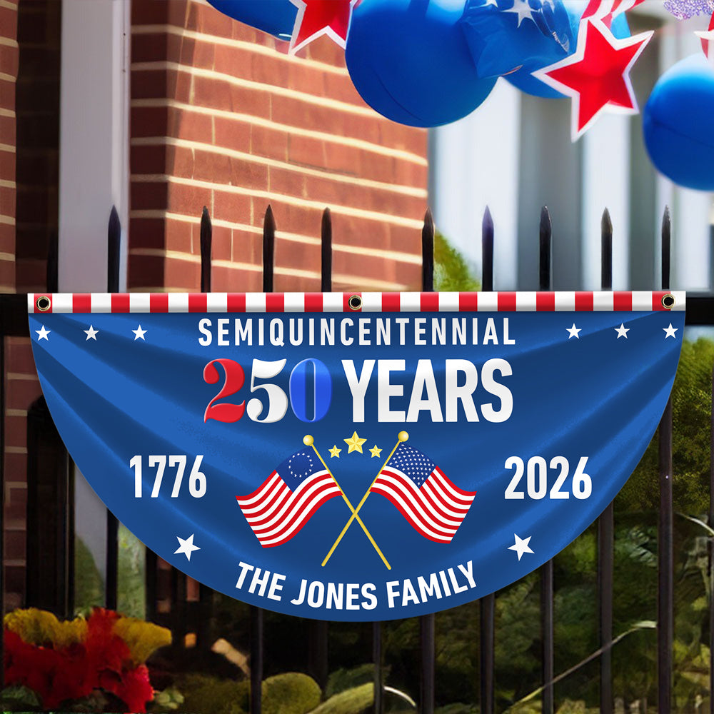 Custom Family Name 250 Years Semiquincentennial Pleated Fan Flag TH10 896429