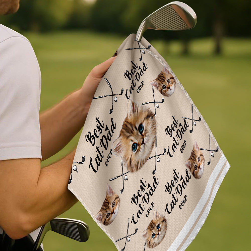 Custom Pet Photo Best Dog Dad Ever For Golf Loving Golf Towel LM32 893651
