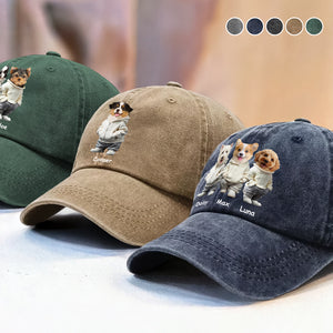 Custom Photo And Name Dog Washed Denim Baseball Cap For Dog Pet Lover HA75 897528