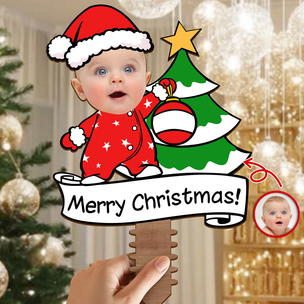 Custom Photo Baby's 1st Christmas Tree Topper Decor For Christmas CH07 896650