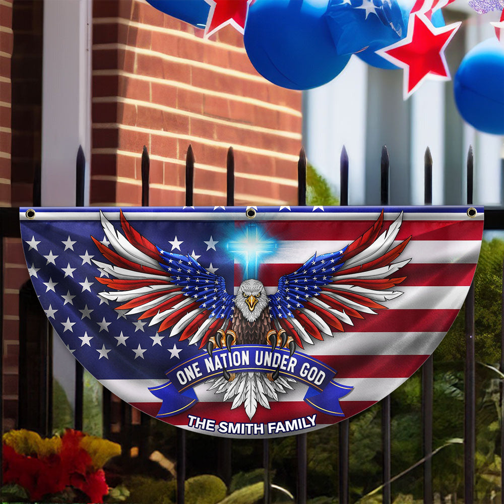 Custom Family One Nation Under God Non-Pleated Fan Flag TH10 896435