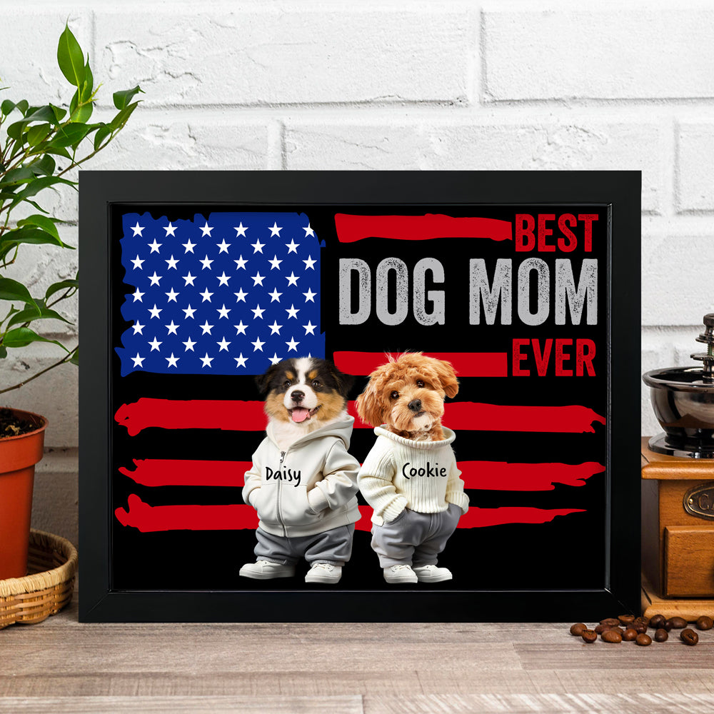 Custom Photo Best Dog Cat Dad Ever US Flag Picture Frame Father's Day Gift HA75 892076