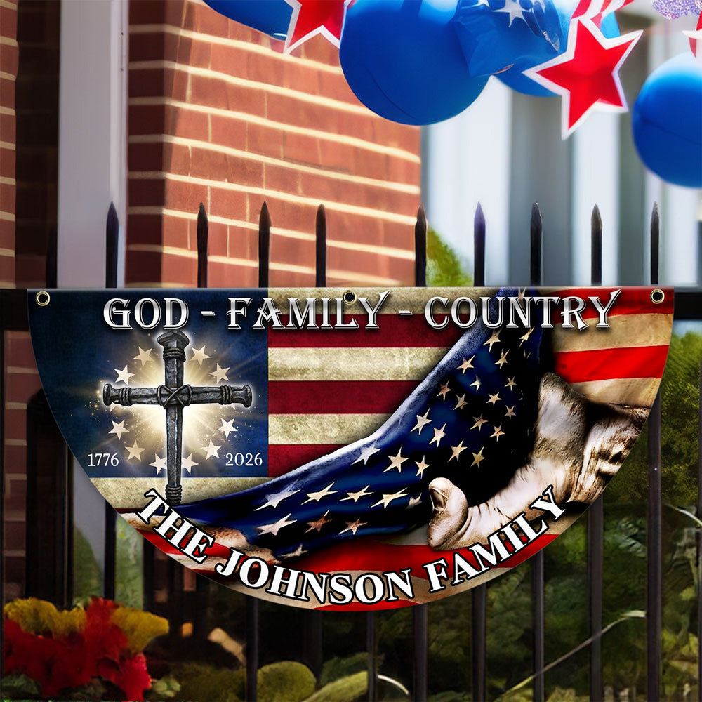 Custom Family Name 250 Years of Blessing 1776 - 2026 Non-Pleated Fan Flag HA75 920376