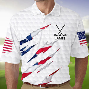 Personalized Golf Ball Pattern America Flag Polo Shirt Gift For Golfer, Golf Lovers HA75 898678