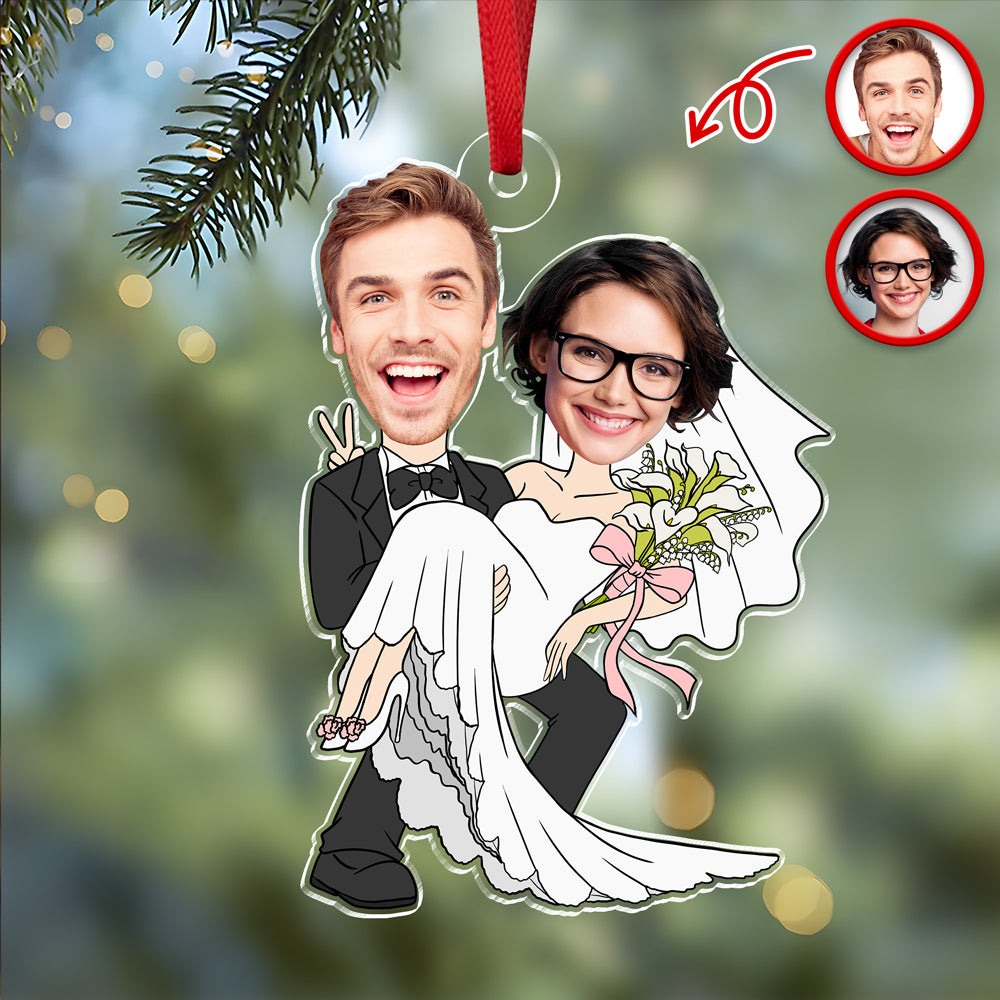 Custom Funny Wedding Face Acrylic Ornament Gift For Couple CH07 910074