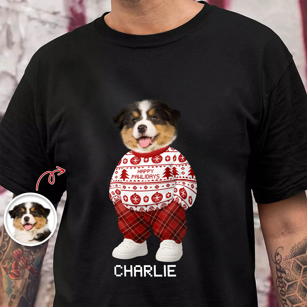 Custom Photo Dog Cat Xmas Clothes Christmas Dark Shirt Gift For Dog Cat Pet Lover HA75 898270