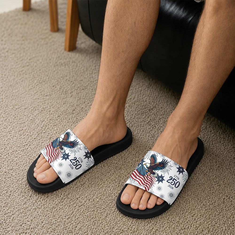Personalized USA 250 Anniversary Eagle 1776-2026 Slide Sandals LM32 669117