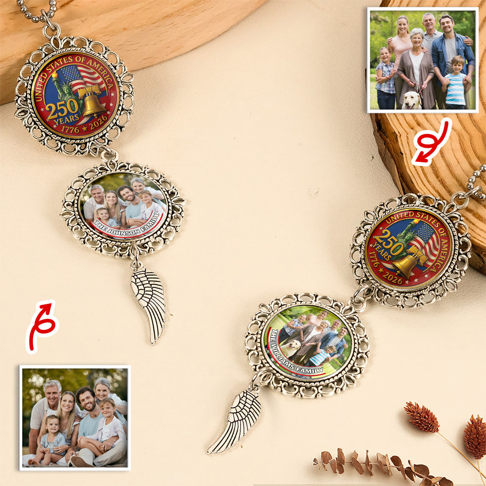 Custom Photo 1776-2026 Liberty Bell USA 250th Anniversary Car Hanging Ornament With Charm LM32 897811