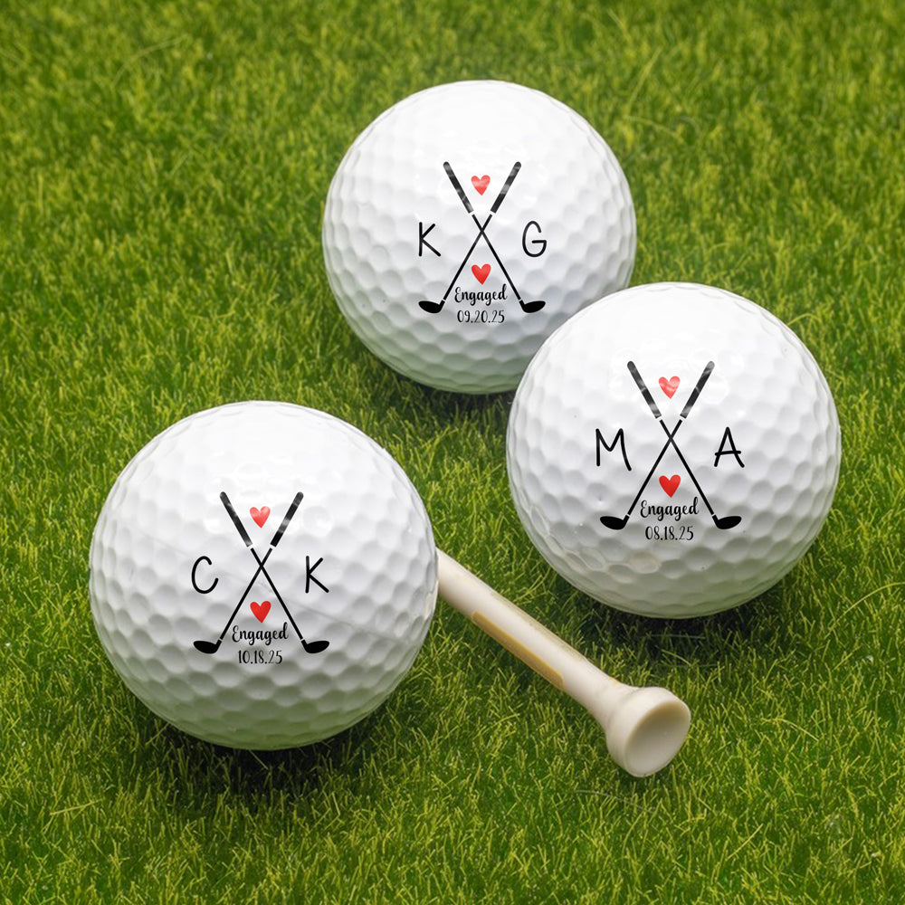 Custom Initial Name Golf Ball For Engaged Couple, Golf Lovers HO82 900860
