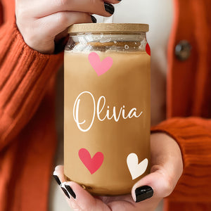 Custom Name Heart Glass Can With Lid Gift For Family TH10 896905