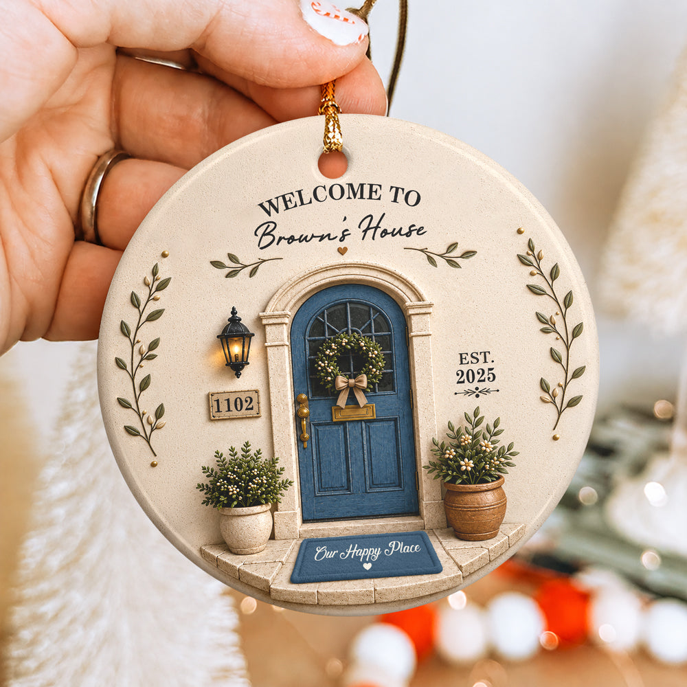 Personalized Welcome Home Ceramic Ornament, Housewarming Christmas Keepsake LM32 669705