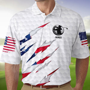 Personalized Golf Ball Pattern America Flag Polo Shirt Gift For Golfer, Golf Lovers HA75 898576