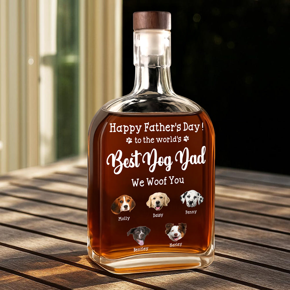 Custom Photo To The World's Best Dog Dad Whiskey Bottle TH10 894017