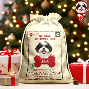 Custom Dog Photo Santa Sack Special Delivery Dog Christmas Gift Bag CH07 895760