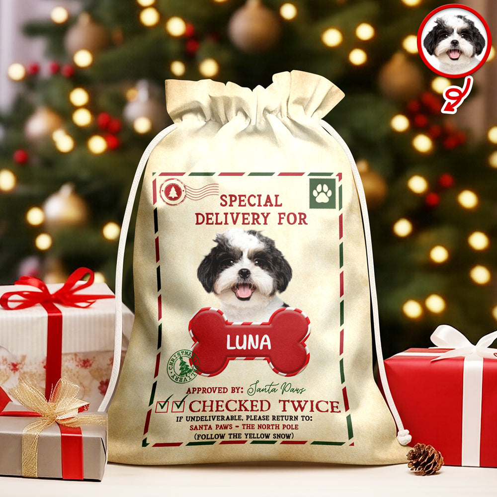 Custom Dog Photo Santa Sack Special Delivery Dog Christmas Gift Bag CH07 895760