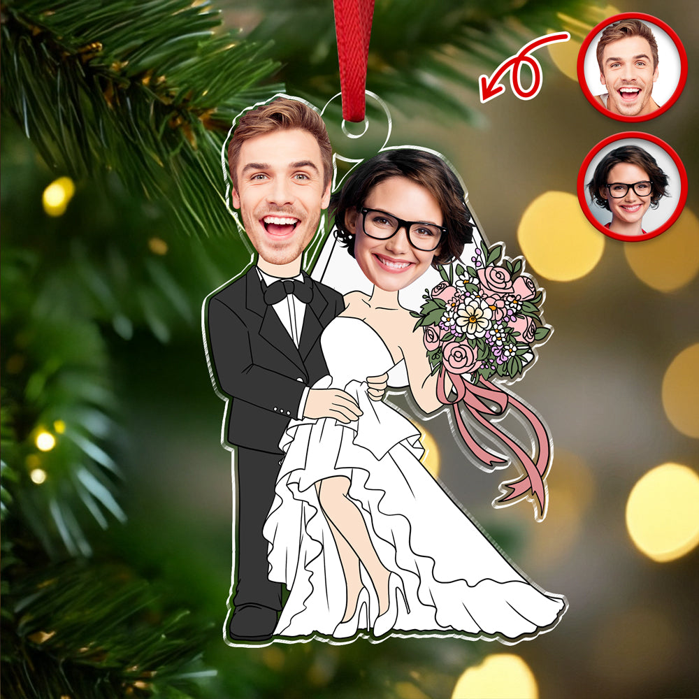 Custom Funny Wedding Face Acrylic Ornament Gift For Couple CH07 910074