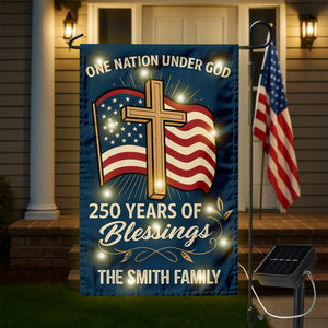 Custom Family Name Blessings America One Nation Under God LED Garden Flag LM32 895779
