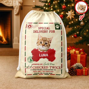 Custom Dog Photo Santa Sack Special Delivery Dog Christmas Gift Bag CH07 895760