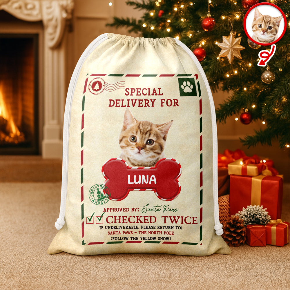 Custom Dog Photo Santa Sack Special Delivery Dog Christmas Gift Bag CH07 895760